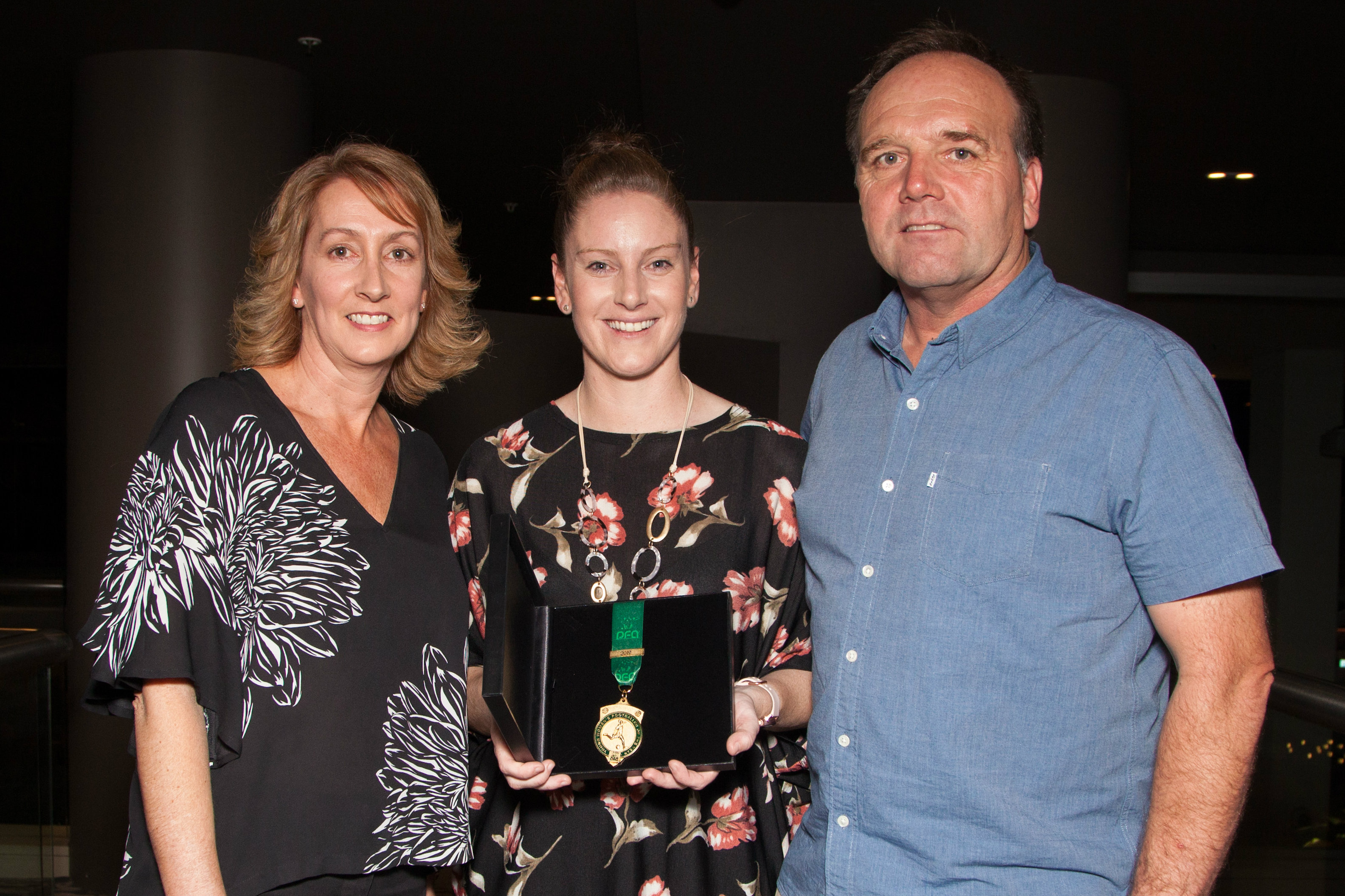 Karly Roestbakken’s parents – Lisa and Jack – with former Westfield Matilda Collette McCallum