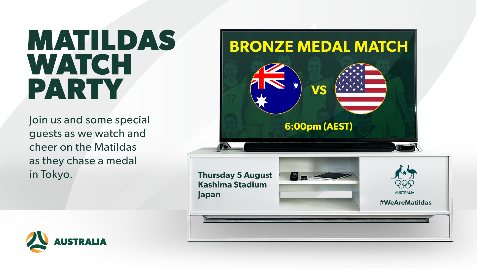 Join our Watch Party: Matildas v USA for the Bronze Medal