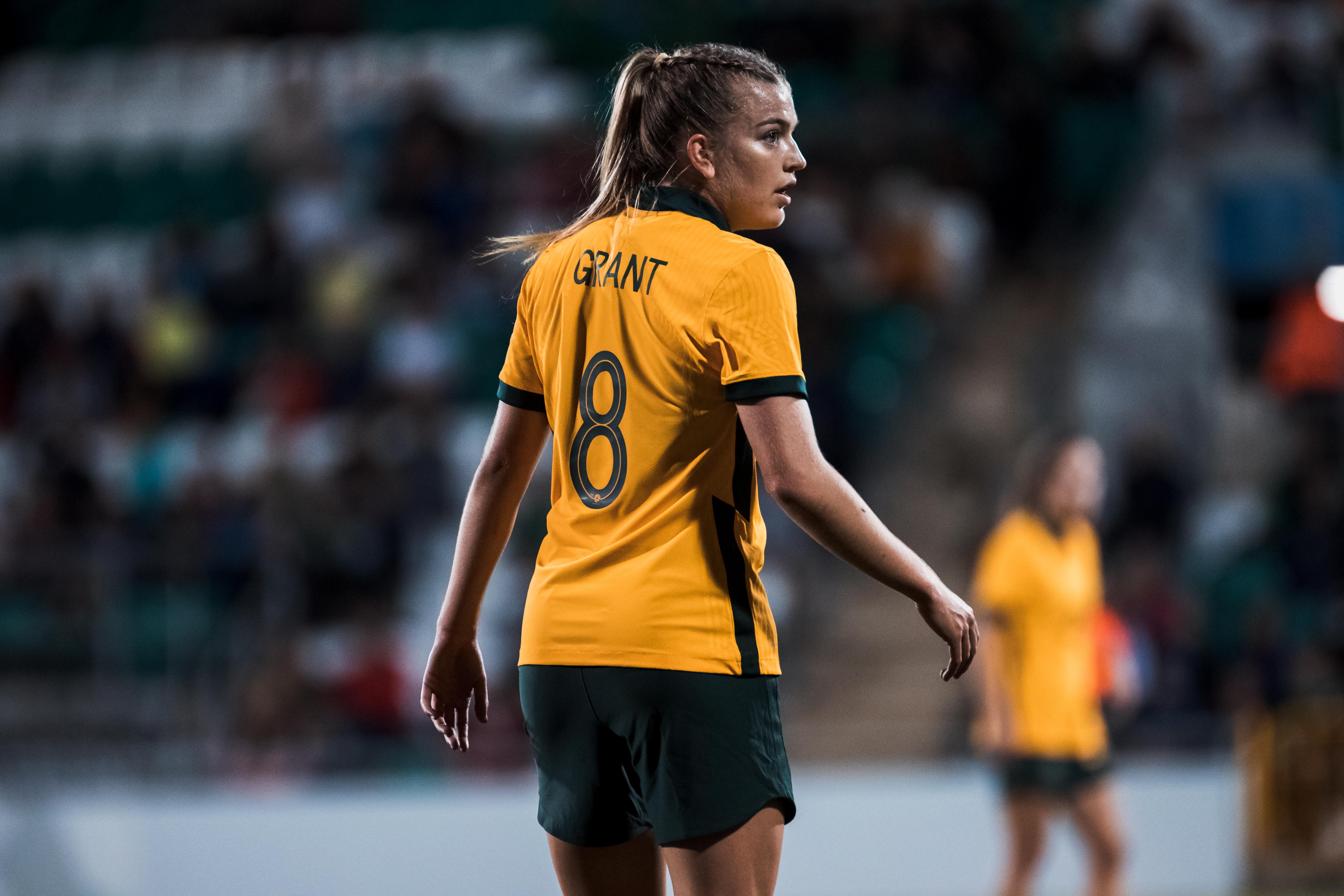 Charli Grant making her international debut against the Republic of Ireland in September, 2021.