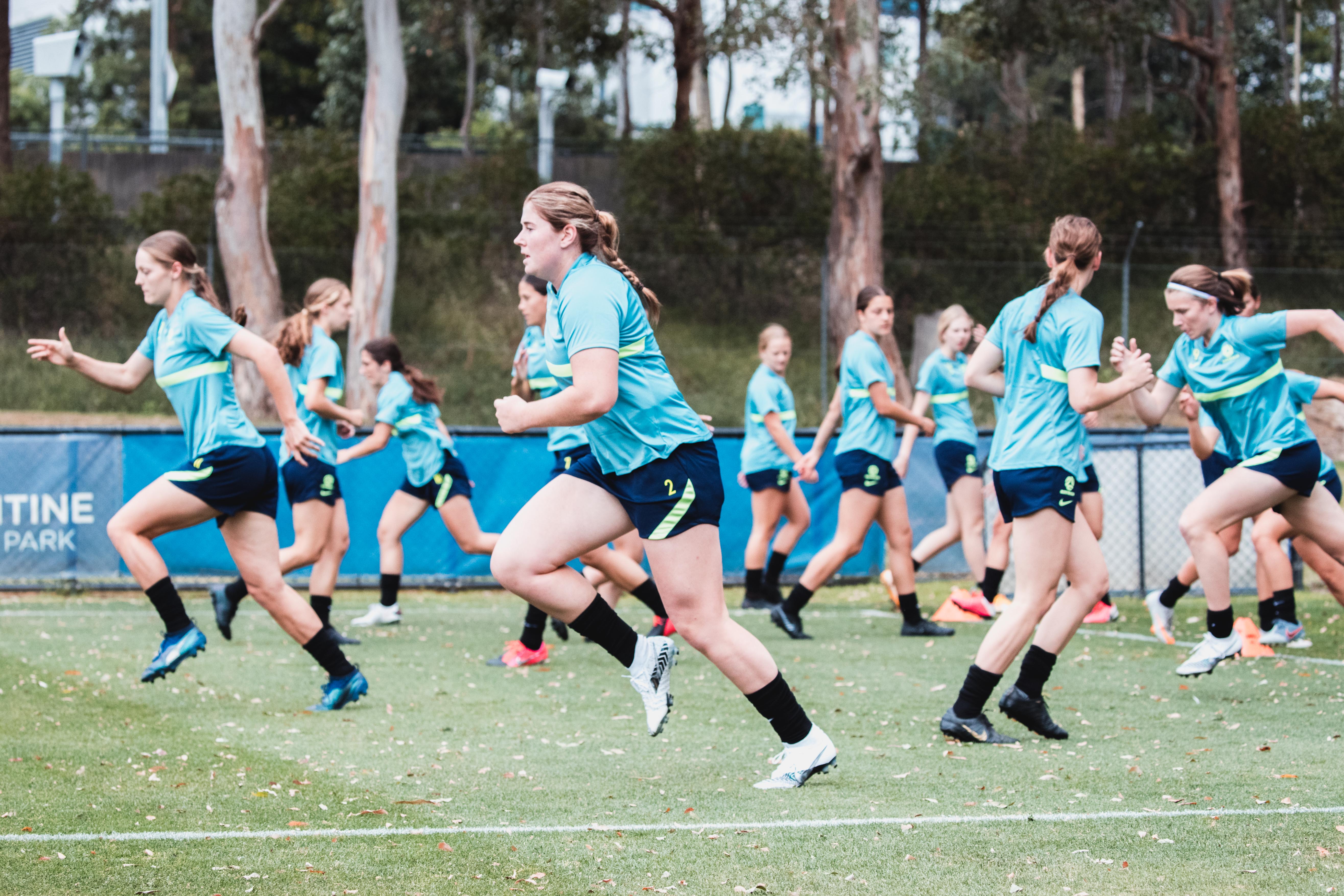 Young Matildas at a training camp in Sydney