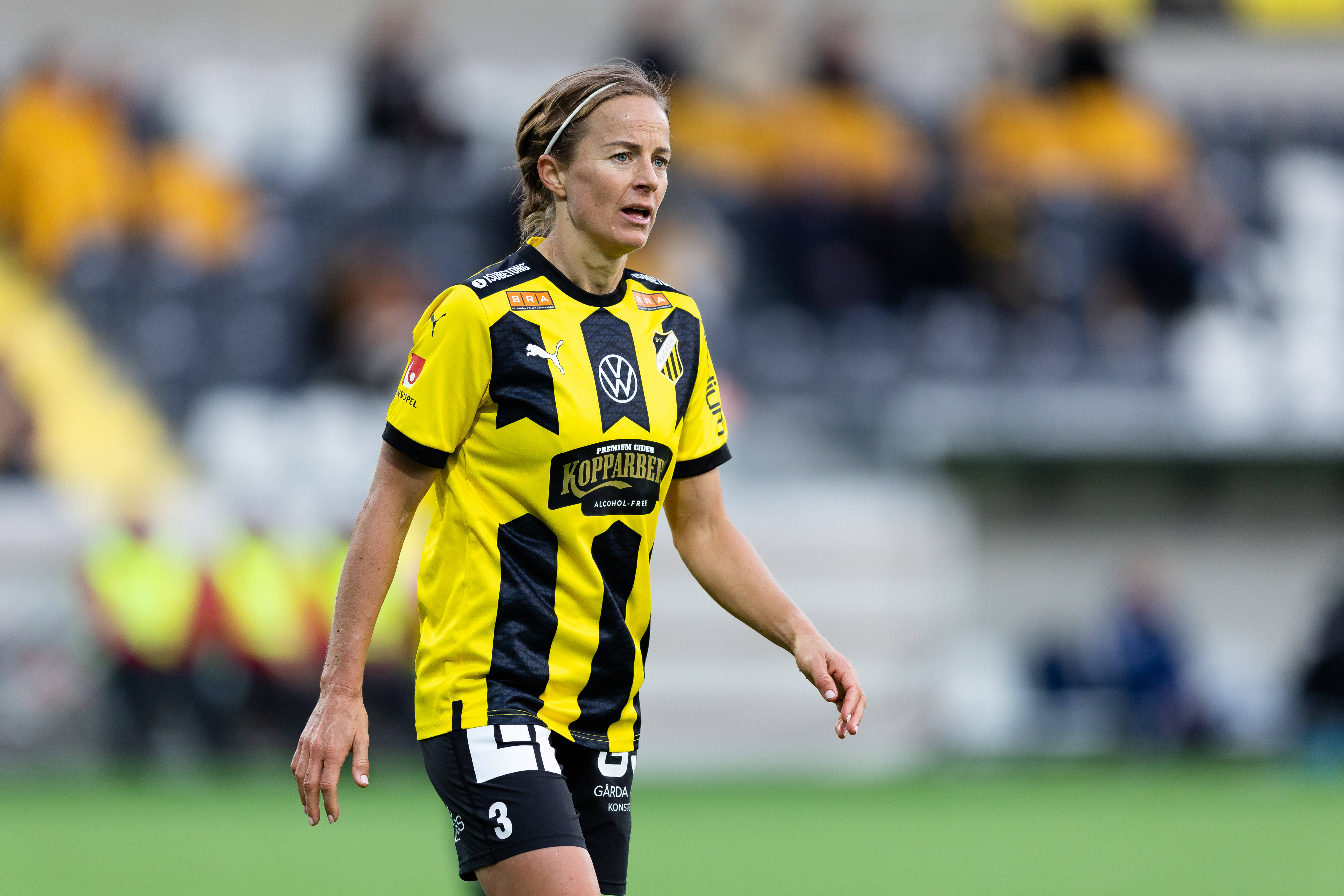 Häckens Aivi Luik under Damallsvenskan fotballkamp mellom Häcken og IFK Norrköping 28. april 2023 i Gøteborg.