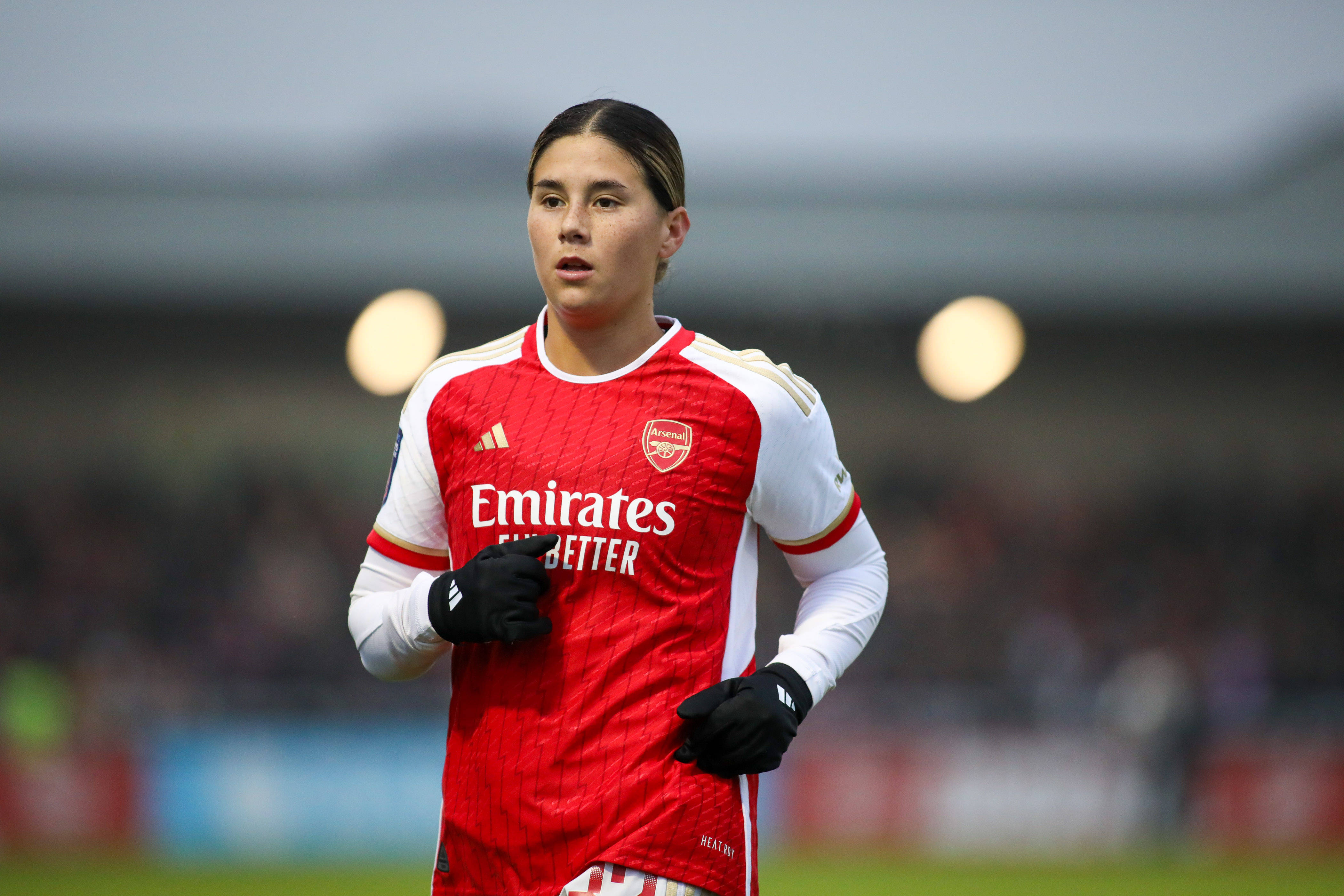 Kyra Cooney-Cross (32 Arsenal) in action during the FA Women s Super League match between Arsenal and West Ham at Meadow Park in London, England (Alexander Canillas / SPP)