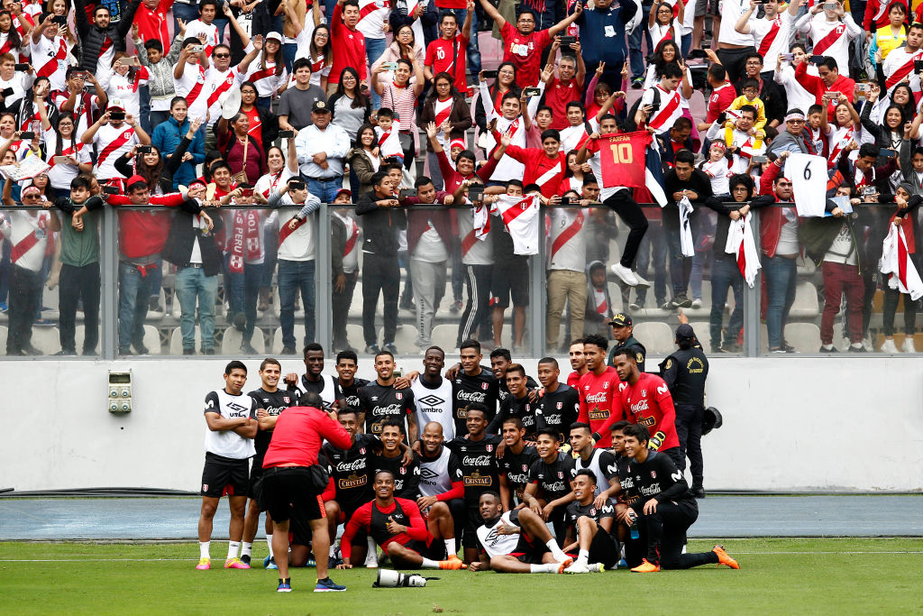 Peru during an open training session before the FIFA World Cup