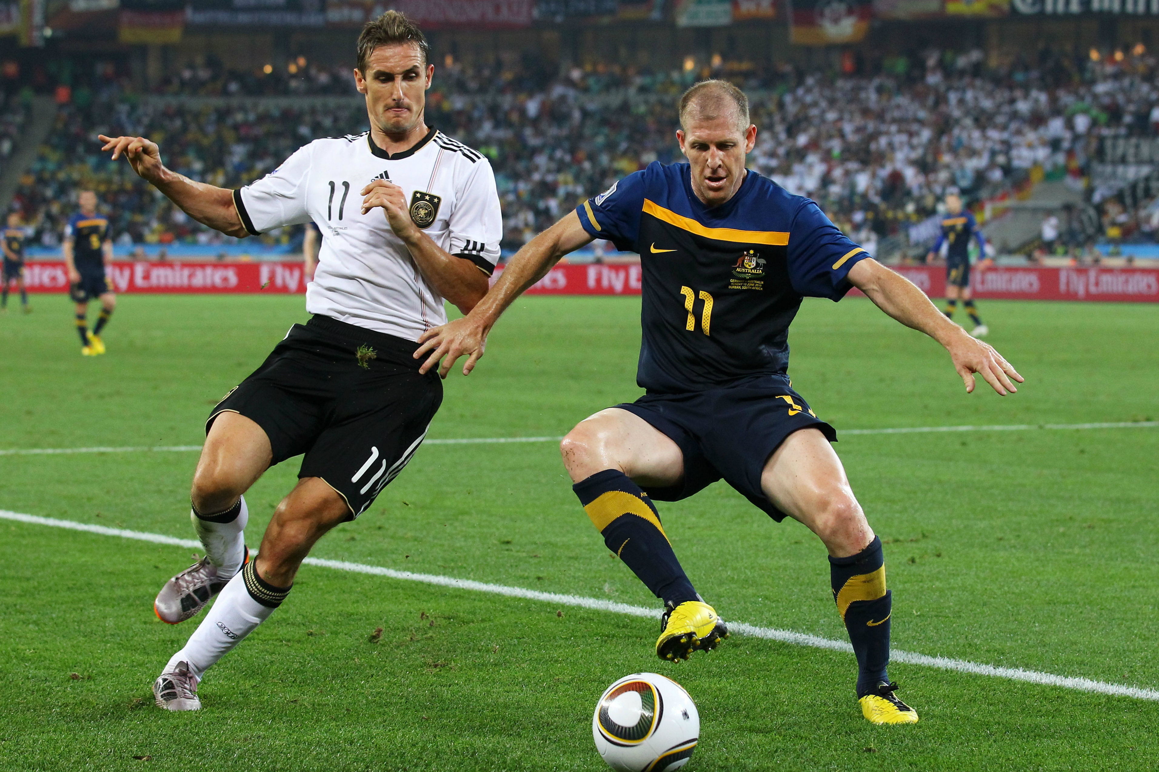 Scott Chipperfield in action against Germany in 2010.