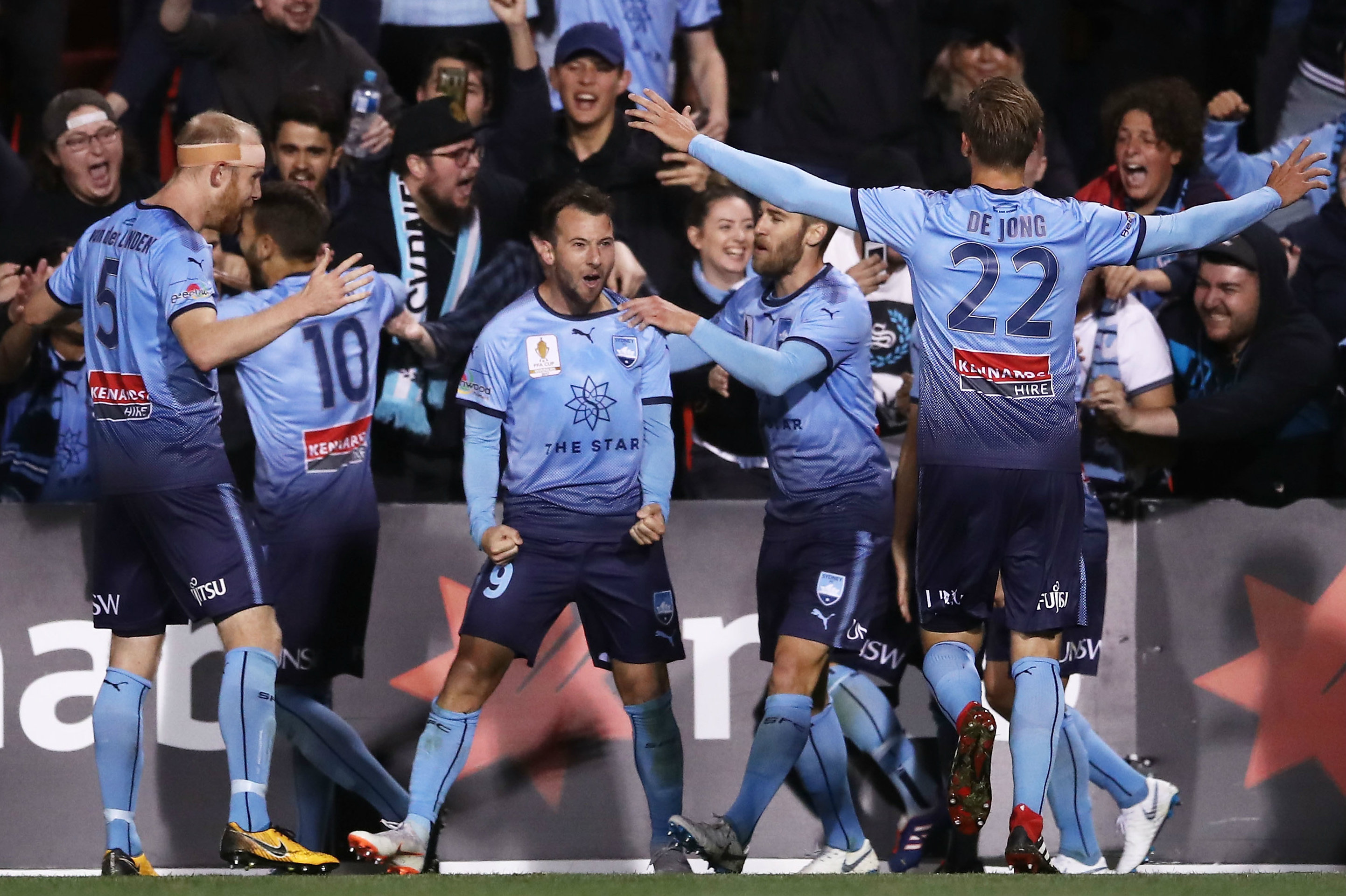 After Siem de Jong scored Sydney's second, Le Fondre iced the result with a late penalty.